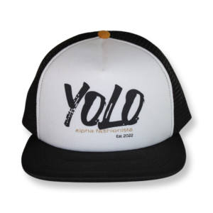 black white trucker hat